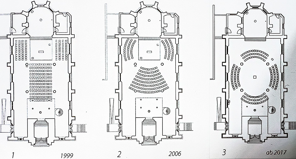 Drei Grundrisse von St. Maria Geburt